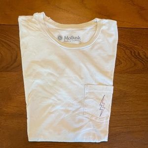 Mollusk Surf Shop White 'Lightning Bolt' Pocket T-Shirt in Size Large